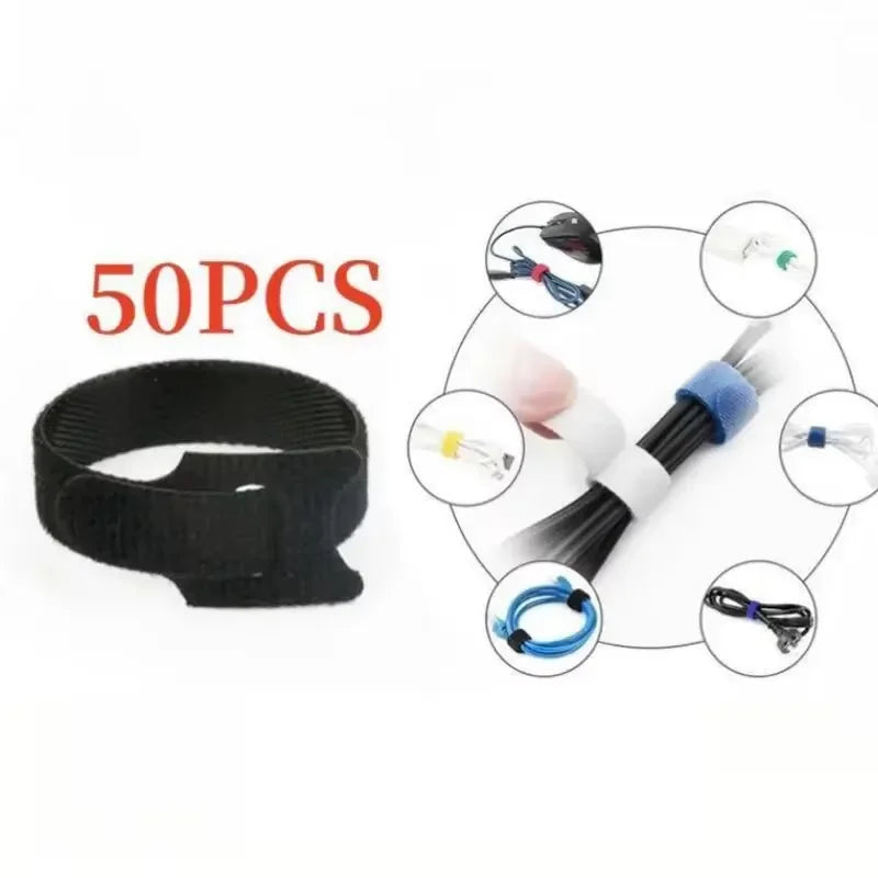 Cable Organizer Winder Ties — Wire Management Tape for Phone & Desk (50pcs)