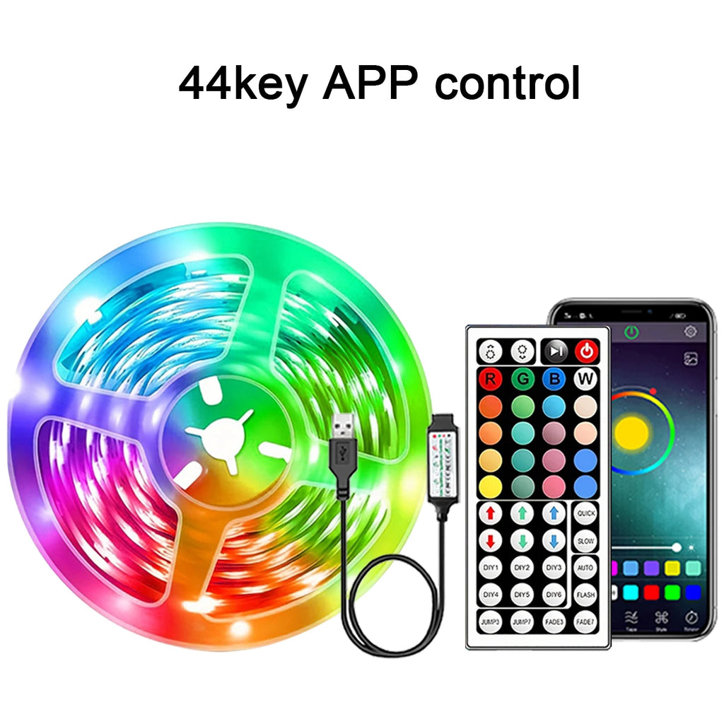 RGB LED Strip Lights — App & Remote Control, 0.5m to 30m Room Lighting