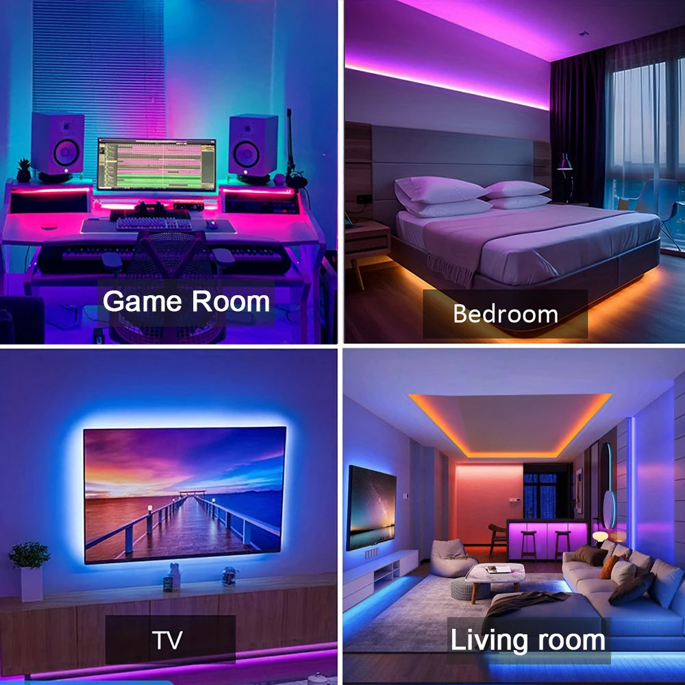 RGB LED Strip Lights — App & Remote Control, 0.5m to 30m Room Lighting