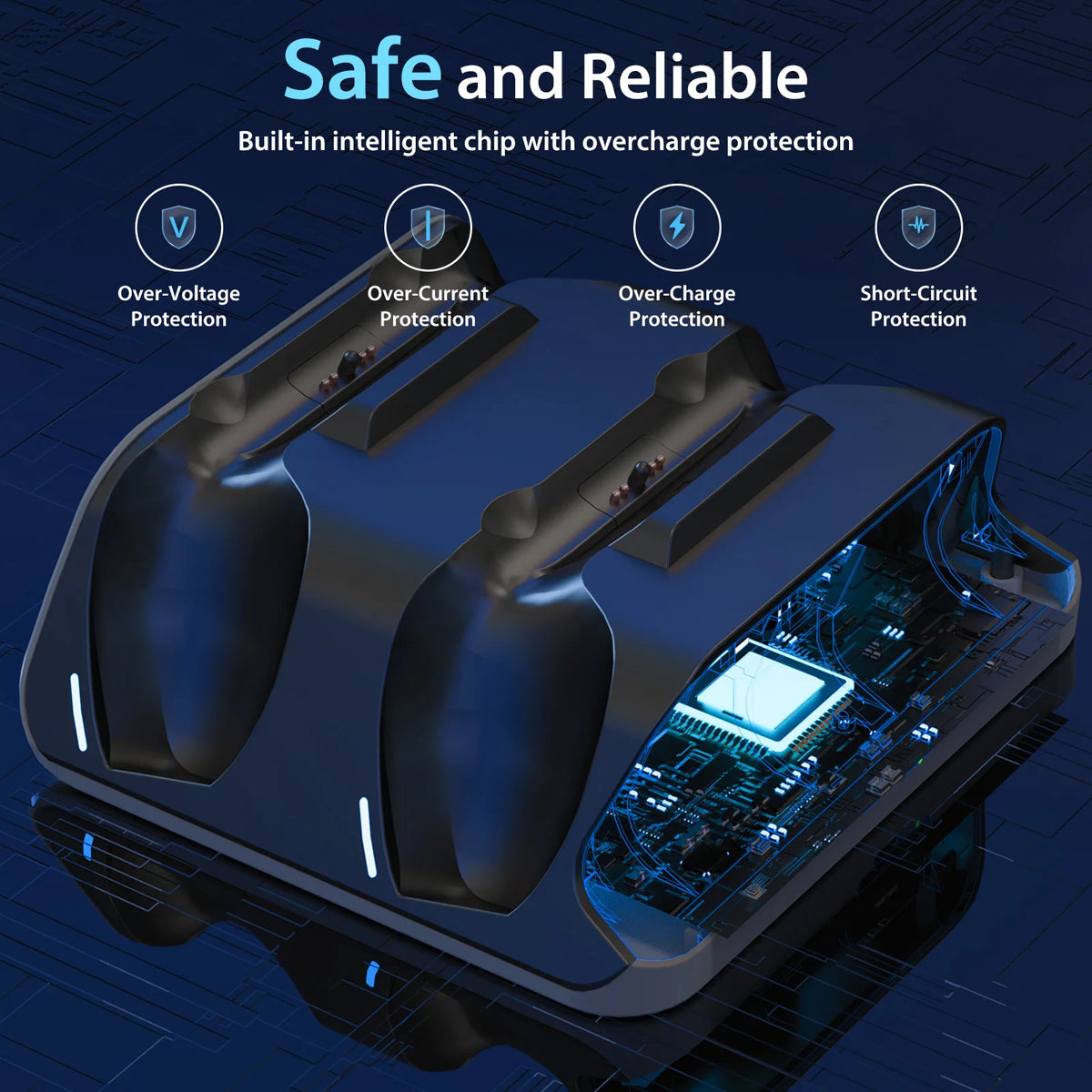 PS5 Dual Controller Charging Dock — Fast Wireless Charging Station