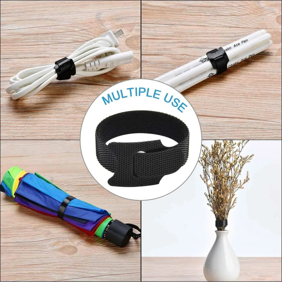 Cable Organizer Winder Ties — Wire Management Tape for Phone & Desk (50pcs)