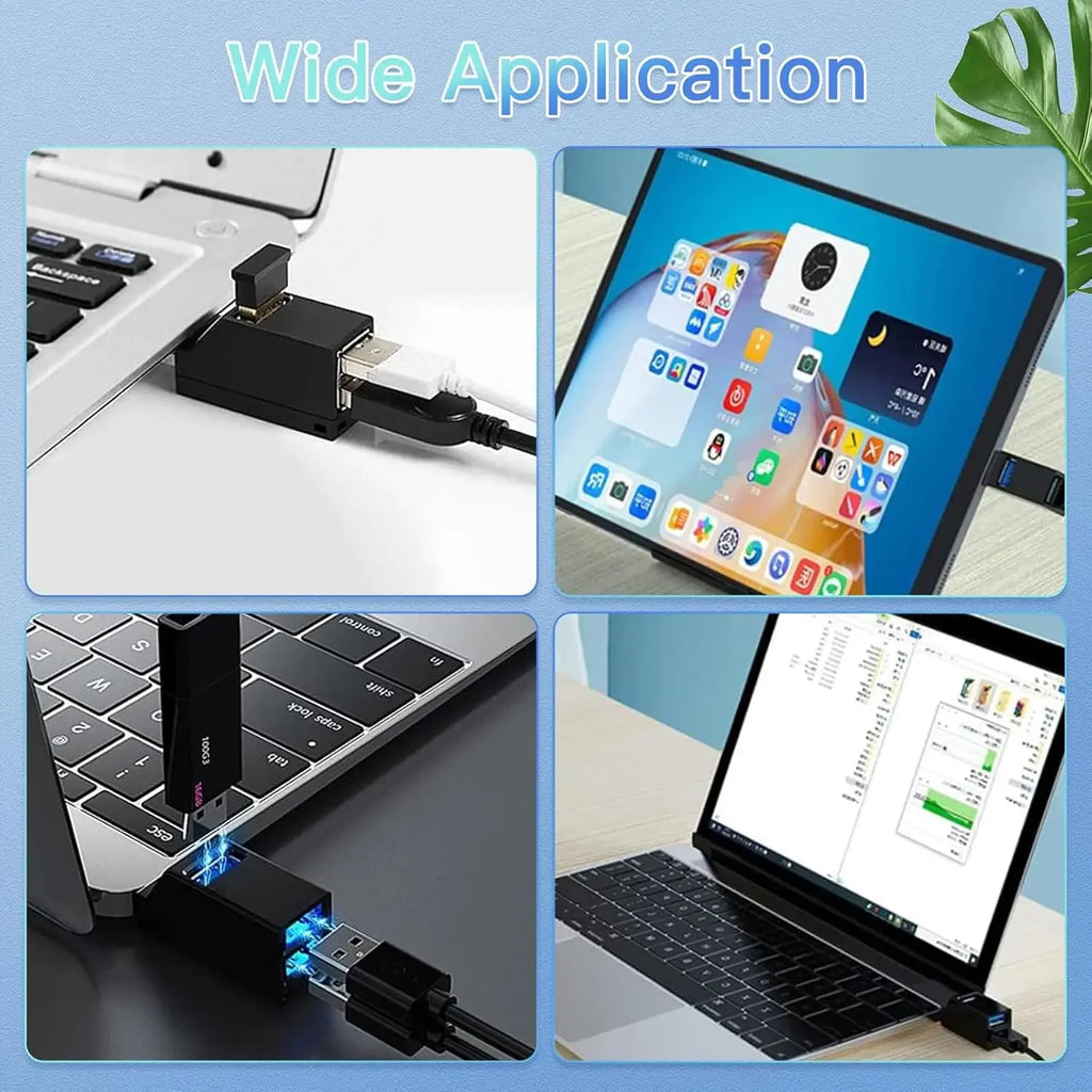 3-in-1 USB 3.0 Hub — High-Speed 5Gbps Splitter for PC, Mac & Laptop