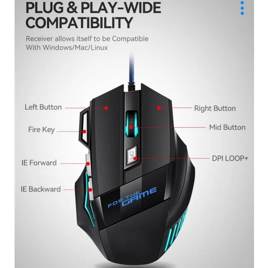 Hyperspeed RGB Gaming Mouse — 7-Button Wired Ergonomic Design