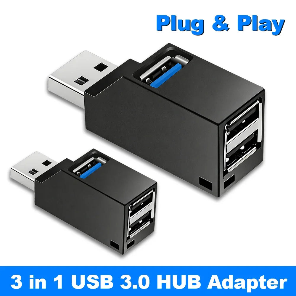3-in-1 USB 3.0 Hub — High-Speed 5Gbps Splitter for PC, Mac & Laptop