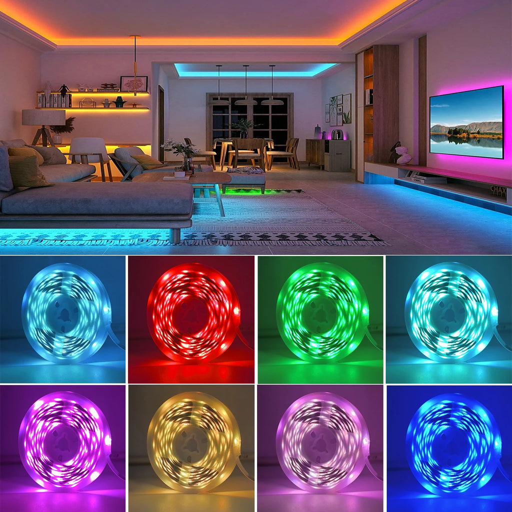 RGB LED Strip Lights — App & Remote Control, 0.5m to 30m Room Lighting