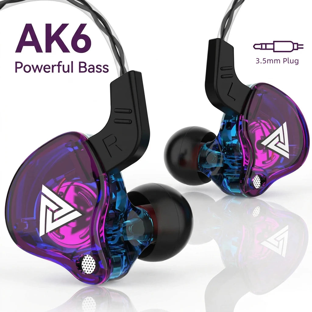 AK6 HiFi Gaming Earbuds — 3.5mm Sport Earphones with Mic